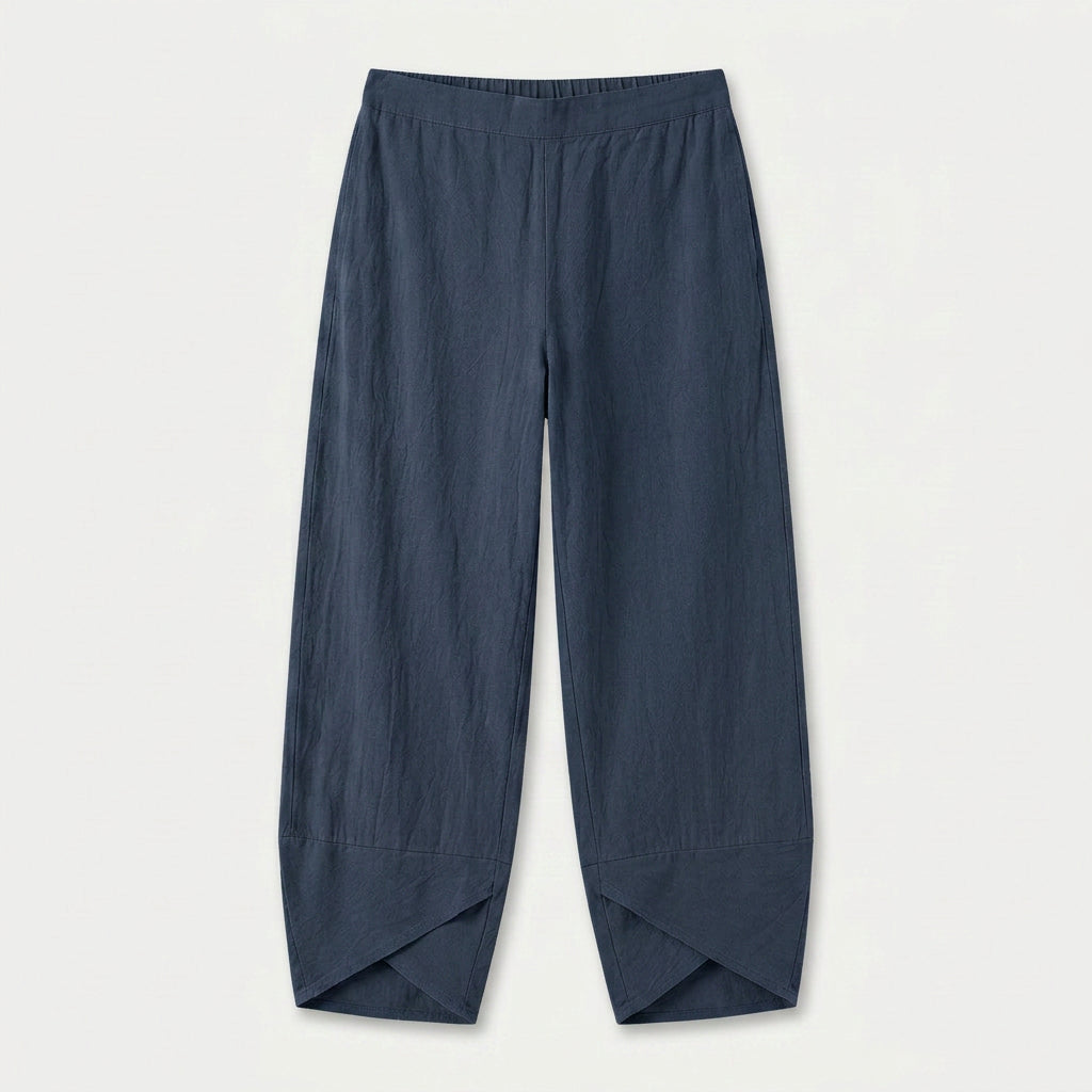 Women's Cropped Barrel Pants – Elastic Waist, Tulip Hem