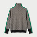 Women's Herringbone Funnel Neck Sweater – Sporty Stripe, Color-Block Trims