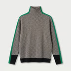 Women's Herringbone Funnel Neck Sweater – Sporty Stripe, Color-Block Trims