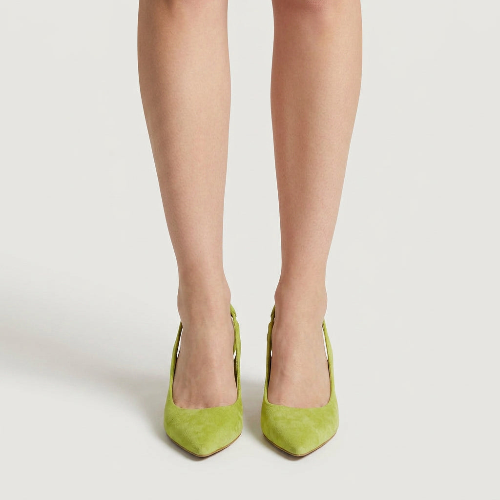 Women's Pointed Toe Slingback Kitten Heels – Suede-Finish