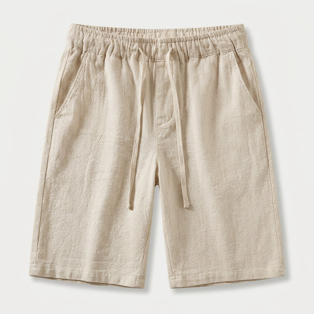 Men's Textured Cotton Drawstring Shorts – Elastic Waist