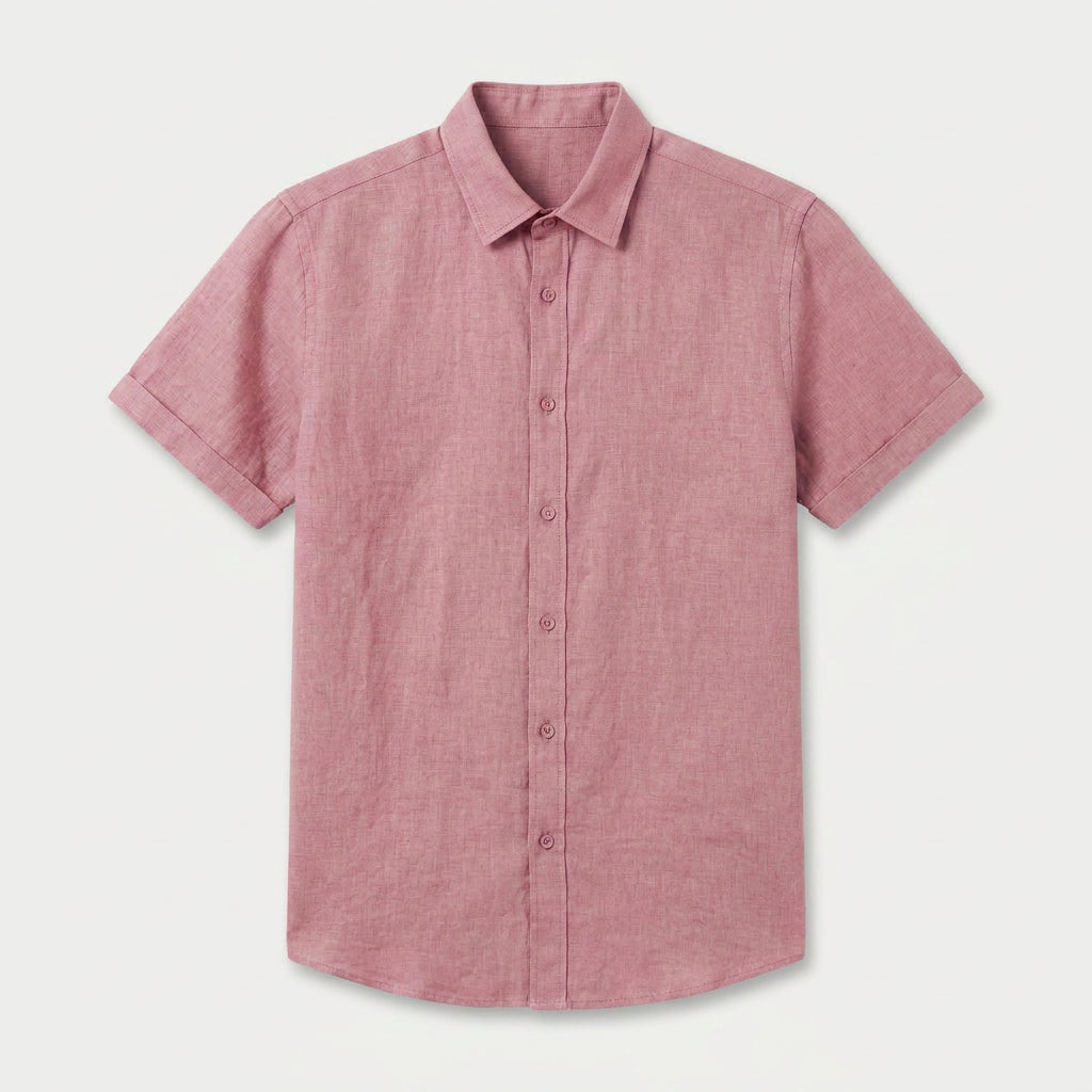 Men's Short-Sleeve Linen Button-Up Shirt – Lightweight