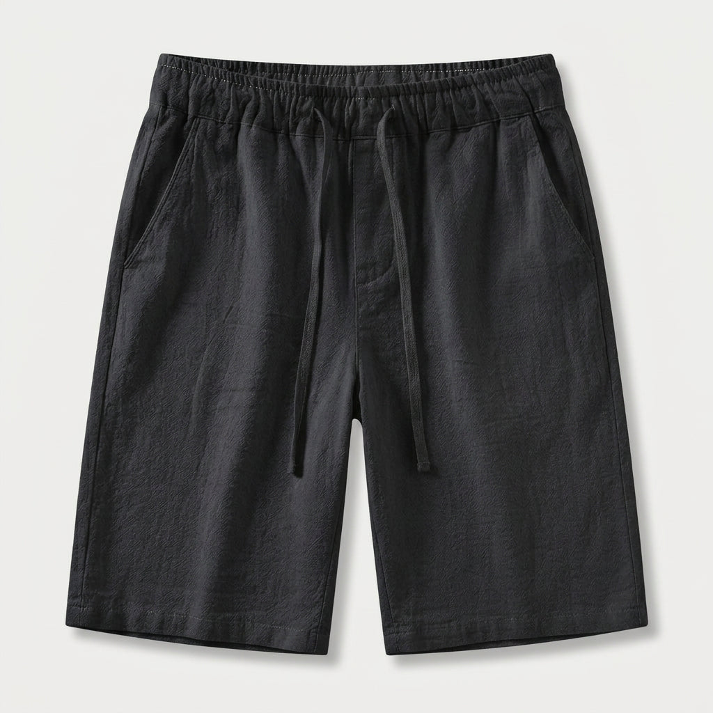 Men's Textured Cotton Drawstring Shorts – Elastic Waist