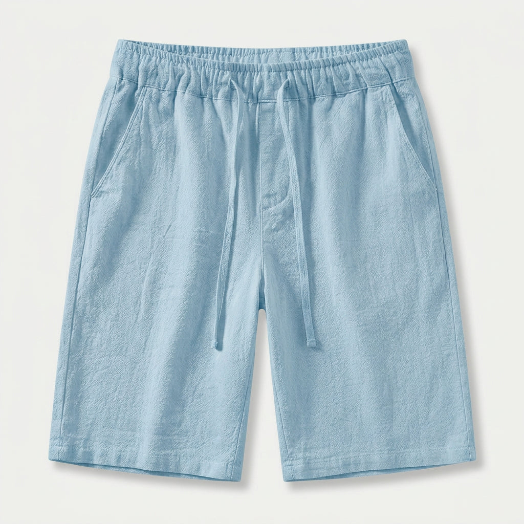 Men's Textured Cotton Drawstring Shorts – Elastic Waist