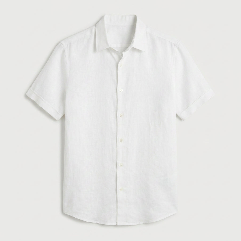Men's Short-Sleeve Linen Button-Up Shirt – Lightweight