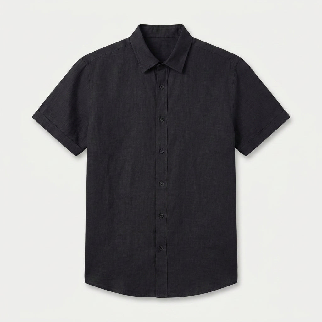 Men's Short-Sleeve Linen Button-Up Shirt – Lightweight