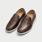 Men's Penny Loafers – White Rubber Sole, Slip-On