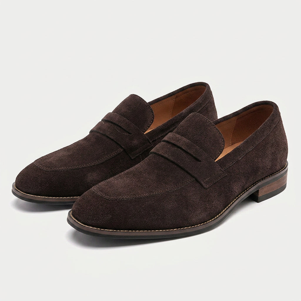 Men's Suede-Finish Penny Loafers – Slip-On