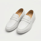 Men's Penny Loafers – White Rubber Sole, Slip-On