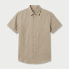 Men's Short-Sleeve Linen Button-Up Shirt – Lightweight