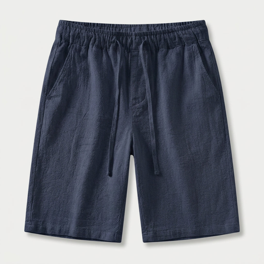 Men's Textured Cotton Drawstring Shorts – Elastic Waist