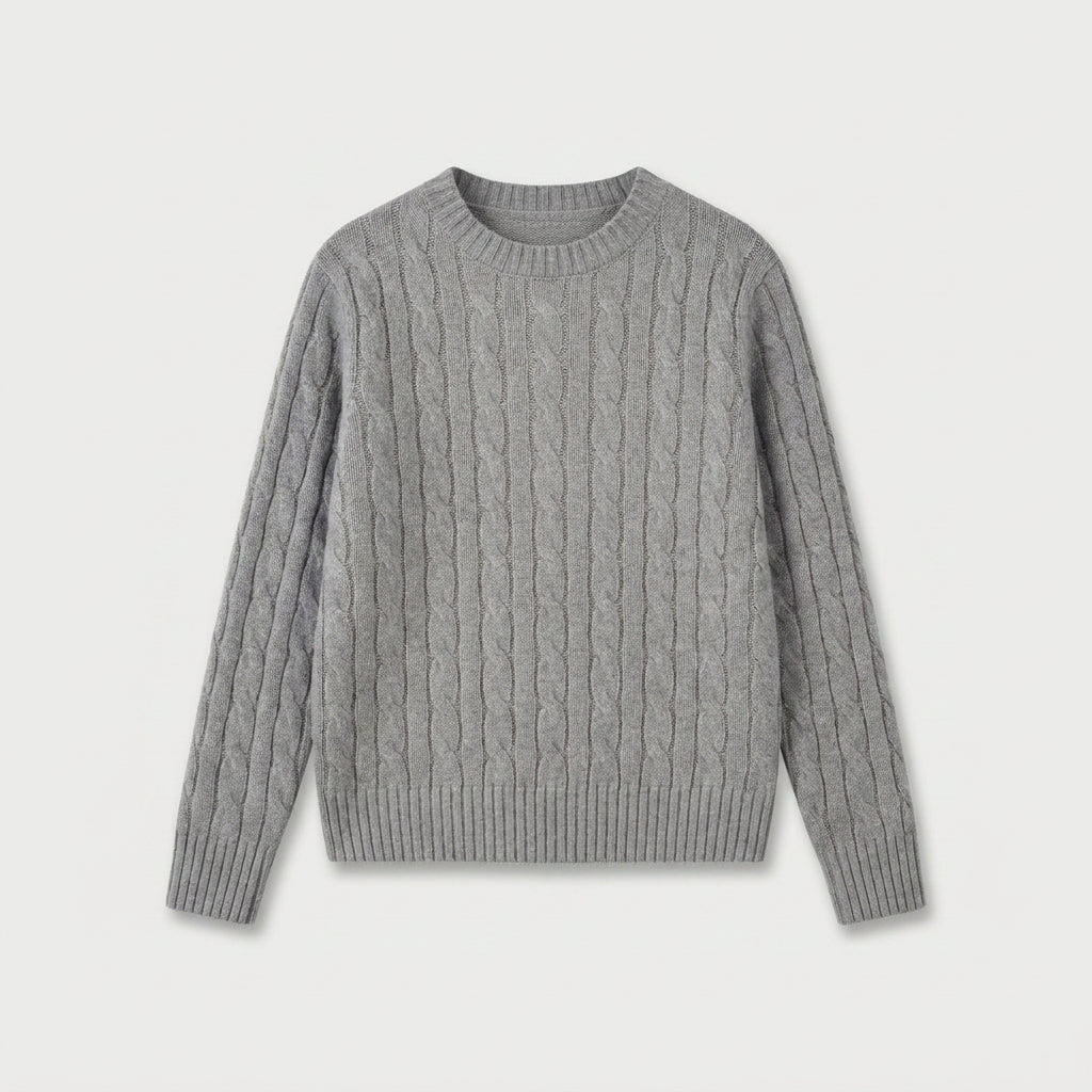 Women's Cable Knit Sweater – Crew Neck, Cropped