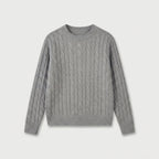 Women's Cable Knit Sweater – Crew Neck, Cropped