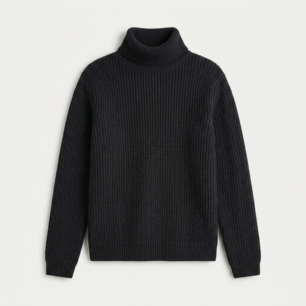 Women's Ribbed Chunky Knit Turtleneck Sweater – Relaxed Fit