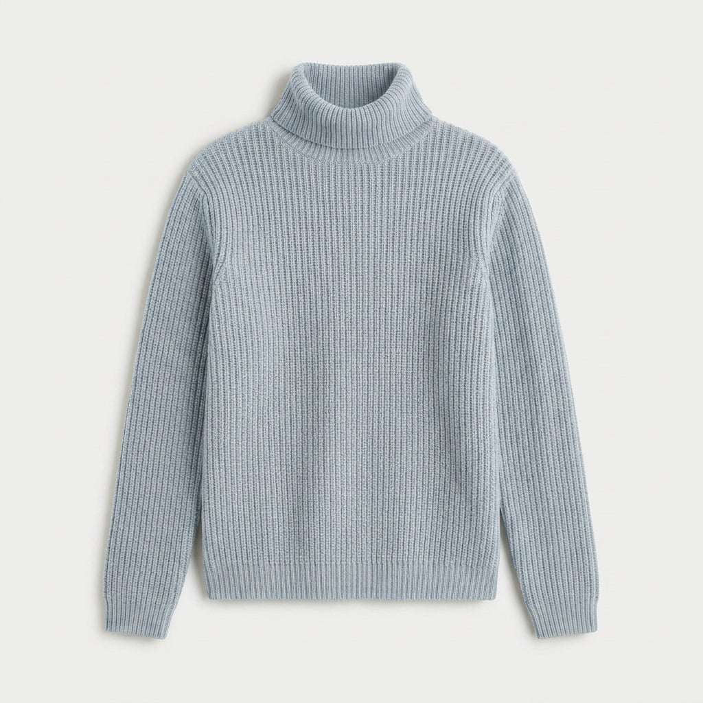 Women's Ribbed Chunky Knit Turtleneck Sweater – Relaxed Fit