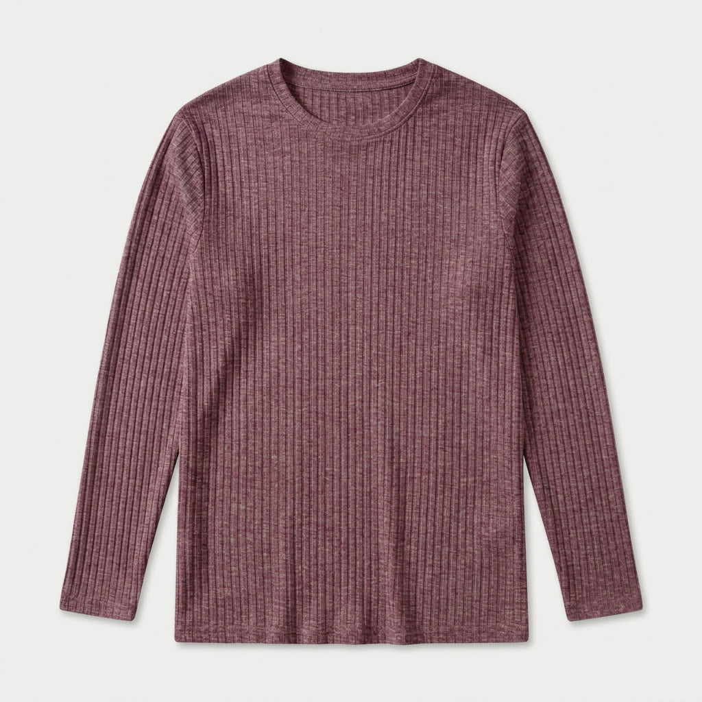 Men's Ribbed Long Sleeve Crew Neck Sweatshirt – Slim Fit