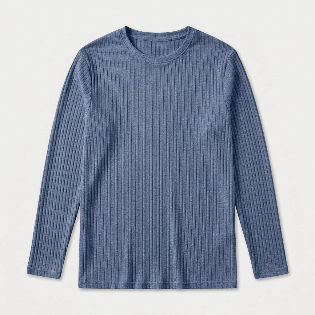 Men's Ribbed Long Sleeve Crew Neck Sweatshirt – Slim Fit