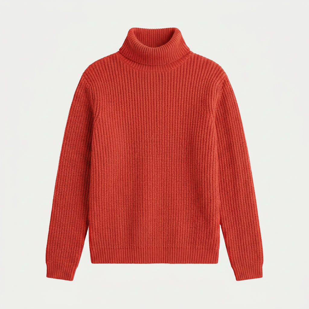 Women's Ribbed Chunky Knit Turtleneck Sweater – Relaxed Fit