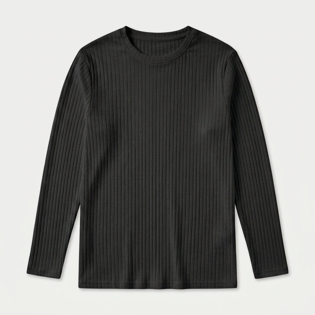 Men's Ribbed Long Sleeve Crew Neck Sweatshirt – Slim Fit