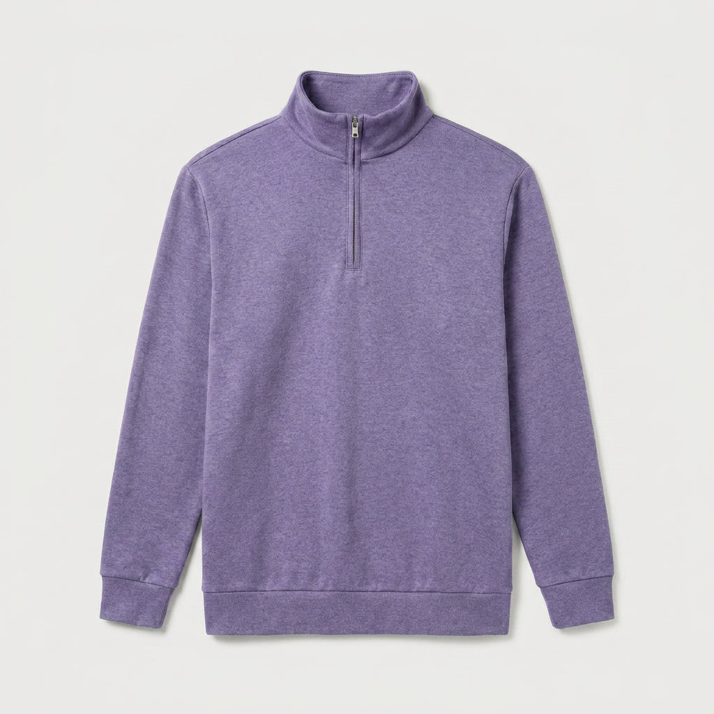 Men's Quarter-Zip Sweatshirt – Stand Collar, Brushed Fleece