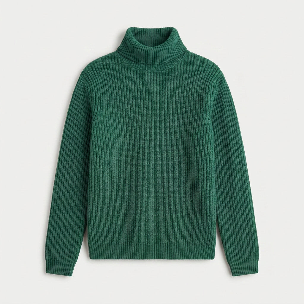 Women's Ribbed Chunky Knit Turtleneck Sweater – Relaxed Fit