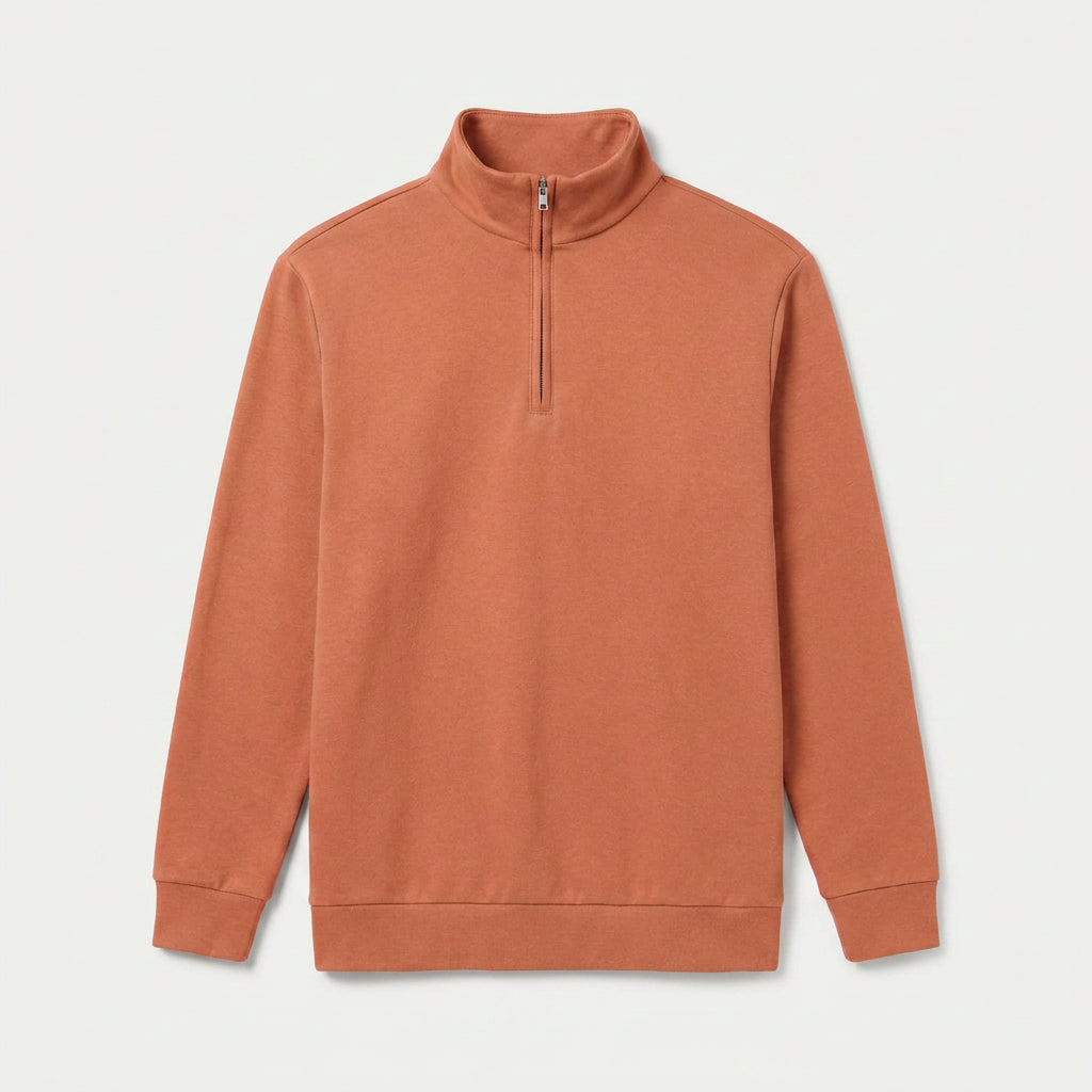 Men's Quarter-Zip Sweatshirt – Stand Collar, Brushed Fleece