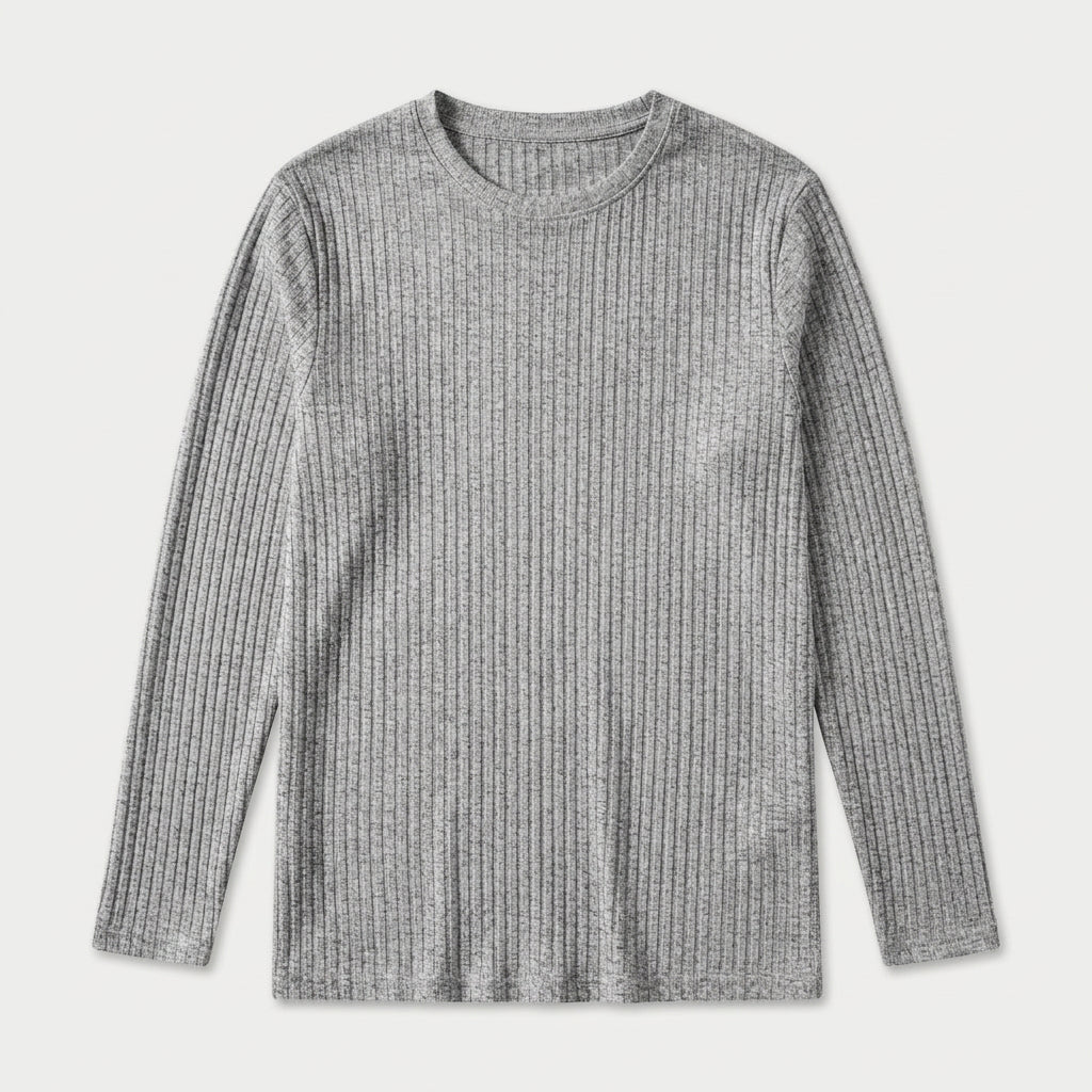 Men's Ribbed Long Sleeve Crew Neck Sweatshirt – Slim Fit
