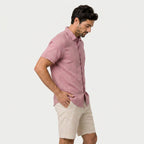 Men's Short-Sleeve Linen Button-Up Shirt – Lightweight