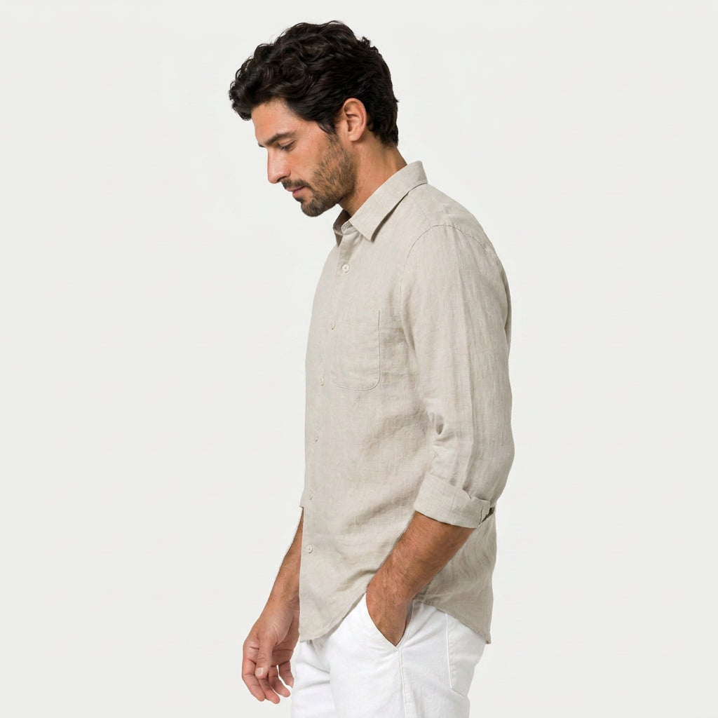 Men's Long Sleeve Linen Shirt – Breathable
