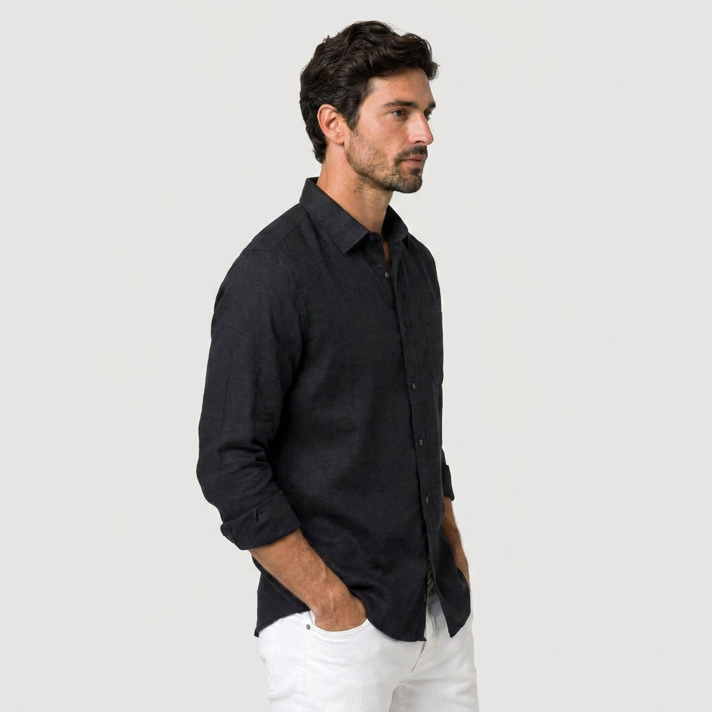 Men's Long Sleeve Linen Shirt – Breathable