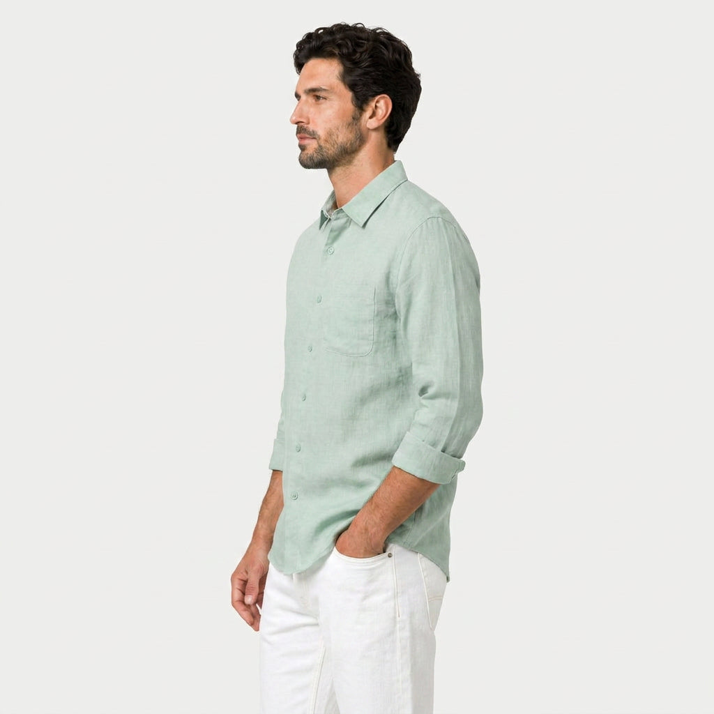 Men's Long Sleeve Linen Shirt – Breathable