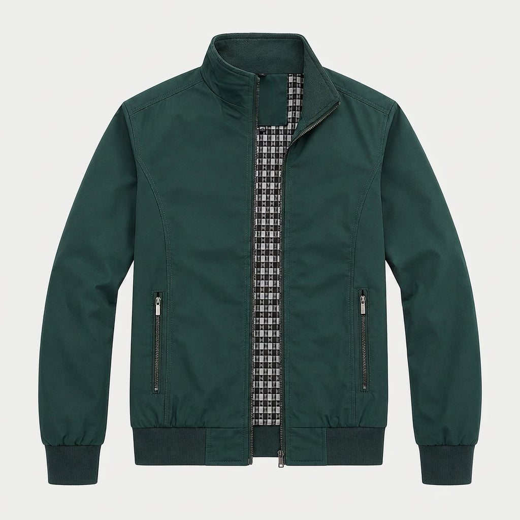 Men's Lightweight Zip-Up Bomber Jacket – Stand Collar