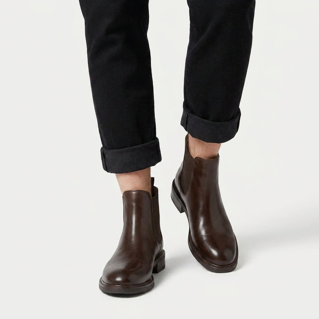 Men's Faux Leather Chelsea Boots – Elastic Side Panels