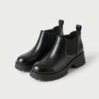 Women's Faux Leather Chunky Chelsea Boots – Platform Lug Sole