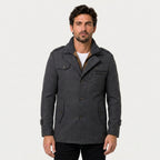 Men's Wool-Blend Field Jacket – Warm, Layered Stand Collar