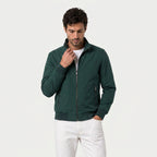 Men's Lightweight Zip-Up Bomber Jacket – Stand Collar