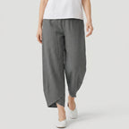 Women's Cropped Barrel Pants – Elastic Waist, Tulip Hem