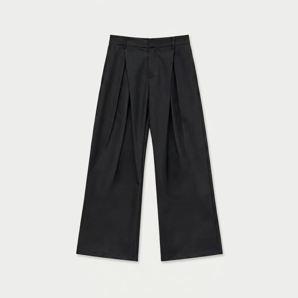 Men's Tailored Wide-Leg Pleated Trousers – Relaxed Fit