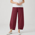 Women's Cropped Barrel Pants – Elastic Waist, Tulip Hem