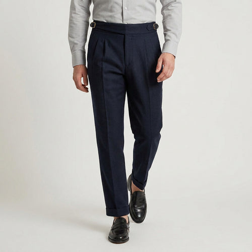 Men's Pleated Gurkha High Waist Trousers – Side Buckles