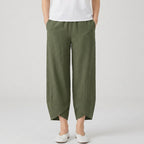 Women's Cropped Barrel Pants – Elastic Waist, Tulip Hem