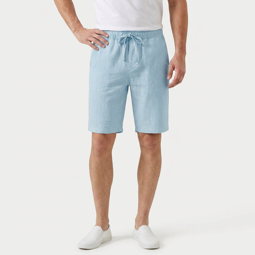 Men's Textured Cotton Drawstring Shorts – Elastic Waist