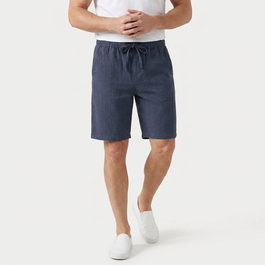 Men's Textured Cotton Drawstring Shorts – Elastic Waist