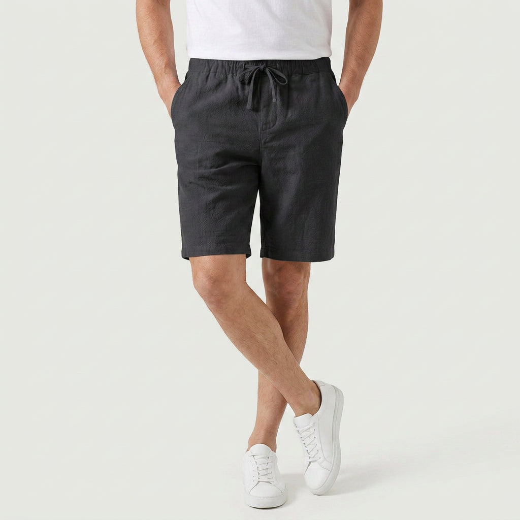 Men's Textured Cotton Drawstring Shorts – Elastic Waist