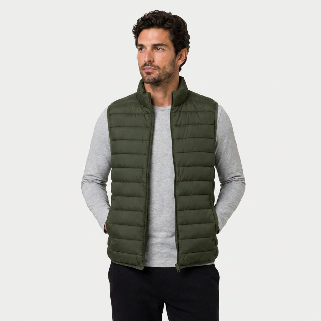 Men's Lightweight Quilted Puffer Vest – Zip-Up