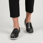 Men's Penny Loafers – White Rubber Sole, Slip-On