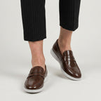 Men's Penny Loafers – White Rubber Sole, Slip-On