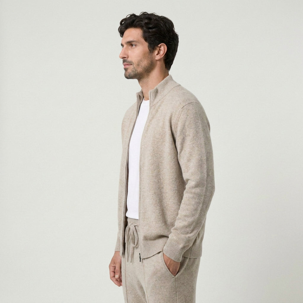 Men's Cashmere Zip Cardigan & Jogger Set – Relaxed Fit