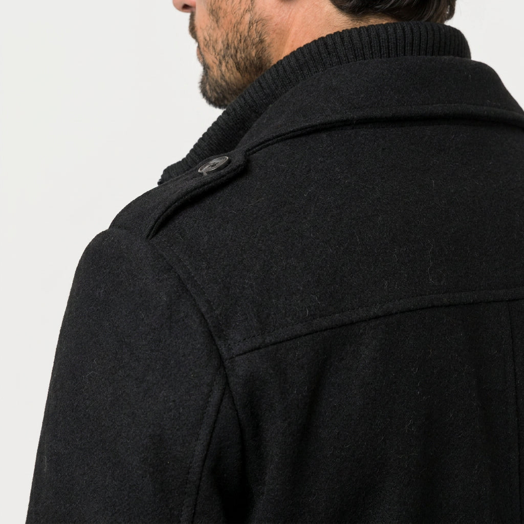 Men's Wool-Blend Field Jacket – Warm, Layered Stand Collar