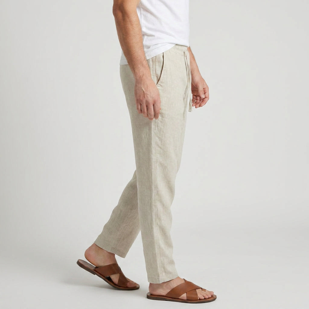 Men's Lightweight Linen Drawstring Pants – Elastic Waist